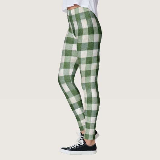 Grüne Creme-Streifen Leggings (Links)