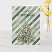 Grüne Creme Streifen Weihnachtsbaum Karte (Gelbe Blume)