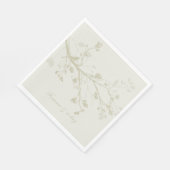 Grüne Creme Vogel Zweige Florale Hochzeit Serviette (Ecke)