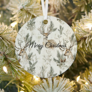 Grüne Creme Weihnachtsbäume Hirsche Ornament Aus Metall