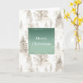Grüne Creme Weihnachtsbäume Karte (Gelbe Blume)
