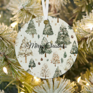 Grüne Creme Weihnachtsbäume Ornament Aus Metall