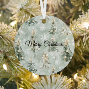 Grüne Creme Weihnachtsbäume Schneeflocken Ornament Aus Metall