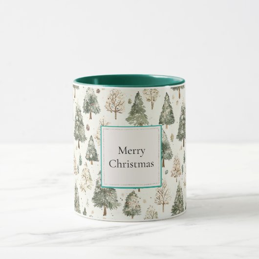 Grüne Creme Weihnachtsbäume Tasse (Zentrum)