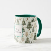Grüne Creme Weihnachtsbäume Tasse (VorderseiteRechts)
