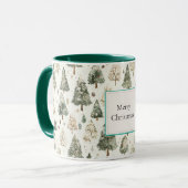 Grüne Creme Weihnachtsbäume Tasse (Vorderseite Links)