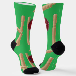 Grüne Cricket-Ball und -Wickel, Crew-Socken Socken