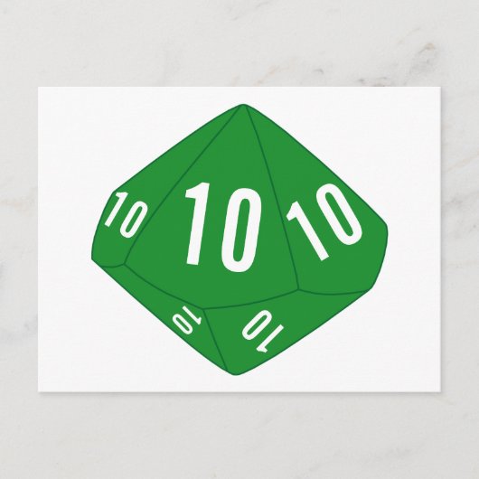 Grüne D10-Würfel-Tischnummer Postkarte (Vorderseite)