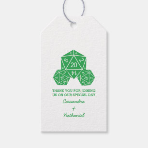 Grüne D20-Dice-Hochzeitsmarken Geschenkanhänger