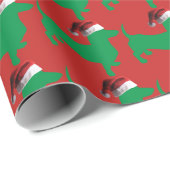 Grüne Dackel mit einem Weihnachtshut Geschenkpapier (Rolleneckpunkt)
