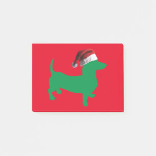 Grüne Dackel - Und-Santa-Hat Post-it Klebezettel