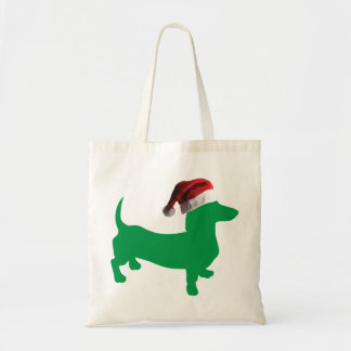 Grüne Dackel - Und-Santa-Hat Tragetasche