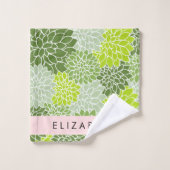 Grüne Dahlia-Blume, Blumenmuster, Ihr Name Badhandtuch Set (Waschlappen)