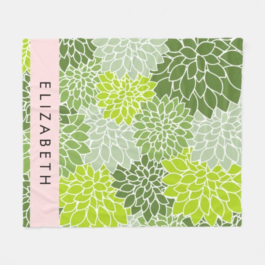 Grüne Dahlia-Blume, Blumenmuster, Ihr Name Fleecedecke (Vorderseite (Horizontal))