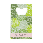 Grüne Dahlia-Blume, Blumenmuster, Ihr Name Geldbeutel Flaschenöffner (Vorderseite)