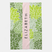Grüne Dahlia-Blume, Blumenmuster, Ihr Name Geschirrtuch (Vertikal)
