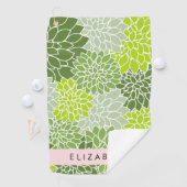 Grüne Dahlia-Blume, Blumenmuster, Ihr Name Golfhandtuch (Insitu)