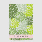 Grüne Dahlia-Blume, Blumenmuster, Ihr Name Golfhandtuch (Vorderseite)