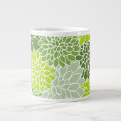 Grüne Dahlia-Blume, Blumenmuster, Ihr Name Jumbo-Tasse (Vorderseite)