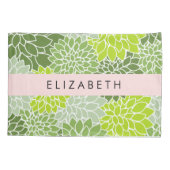 Grüne Dahlia-Blume, Blumenmuster, Ihr Name Kissenbezug (Rückseite)