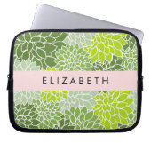 Grüne Dahlia-Blume, Blumenmuster, Ihr Name Laptopschutzhülle (Vorderseite)