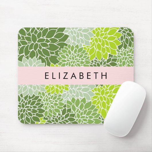 Grüne Dahlia-Blume, Blumenmuster, Ihr Name Mousepad (Mit Mouse)