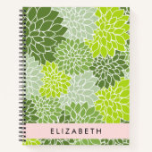 Grüne Dahlia-Blume, Blumenmuster, Ihr Name Notizblock (Vorderseite)
