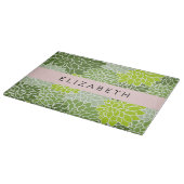 Grüne Dahlia-Blume, Blumenmuster, Ihr Name Schneidebrett (Ecke)