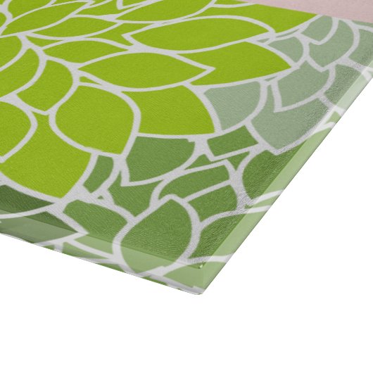 Grüne Dahlia-Blume, Blumenmuster, Ihr Name Schneidebrett (Ecke)