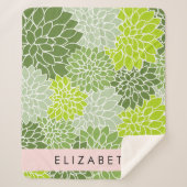 Grüne Dahlia-Blume, Blumenmuster, Ihr Name Sherpadecke (Vorderseite)