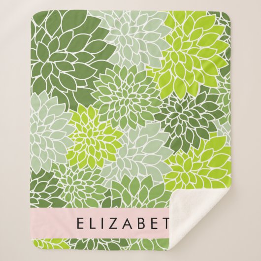 Grüne Dahlia-Blume, Blumenmuster, Ihr Name Sherpadecke (Vorderseite)