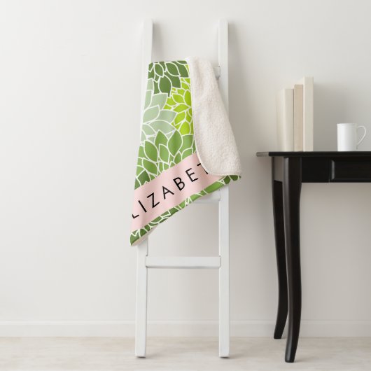 Grüne Dahlia-Blume, Blumenmuster, Ihr Name Sherpadecke (Beispiel)