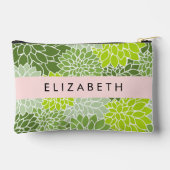 Grüne Dahlia-Blume, Blumenmuster, Ihr Name Zubehörtasche (Rückseite)
