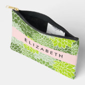 Grüne Dahlia-Blume, Blumenmuster, Ihr Name Zubehörtasche (Offen)