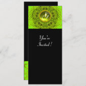 GRÜNE DAHLIA, TOPAZ, hellgrün, schwarz gelb Einladung (Vorne/Hinten)