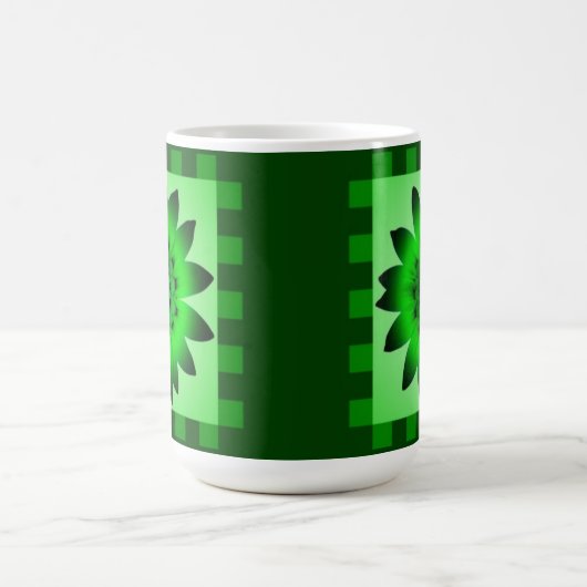 Grüne Daisy-Blume, Musterstreifen - Tasse (Mittel)