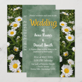 Grüne Daisy Katholische Hochzeit Einladung