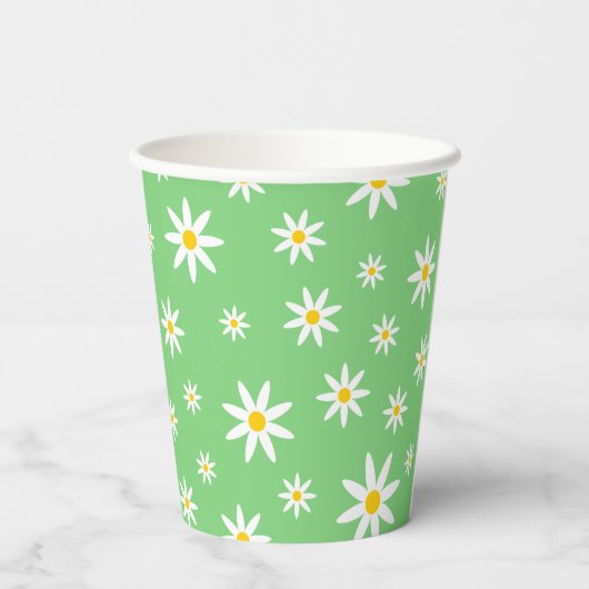 Grüne Daisy Paper Cups Pappbecher (Rückseite)