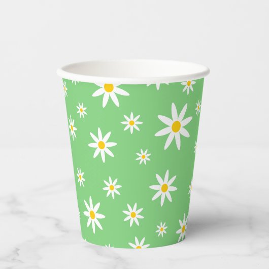 Grüne Daisy Paper Cups Pappbecher (Vorderseite)