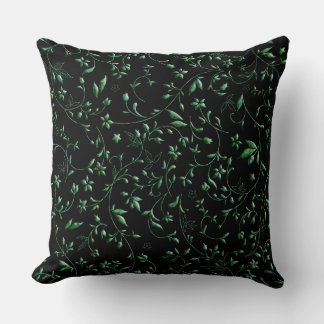 Grüne Damasken auf schwarz Kissen