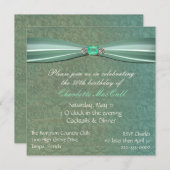 Grüne Damast-Geburtstagseinladung Einladung (Vorne/Hinten)