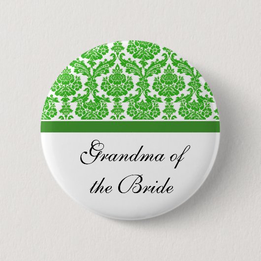 grüne Damast-Hochzeitsknöpfe Button (Vorderseite)
