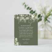 Grüne Dankeschön an Olive Green Wedding Platzkarte Postkarte (Stehend Vorderseite)