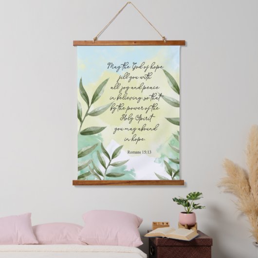 Grüne dekorative Bibelmauer Wandteppich Mit Holzrahmen (Schlafzimmer)