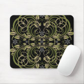 Grüne dekorative Blumenmuster Mousepad (Mit Mouse)
