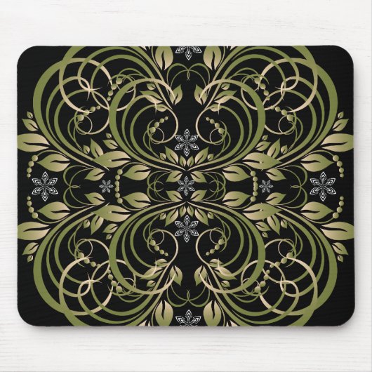 Grüne dekorative Blumenmuster Mousepad (Vorne)