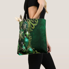 Grüne Dekorative Ornamente Feiertags-Tragetasche Tasche