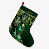 Grüne dekorative Ornamente Strumpf Großer Weihnachtsstrumpf (Vorderansicht (hängend))