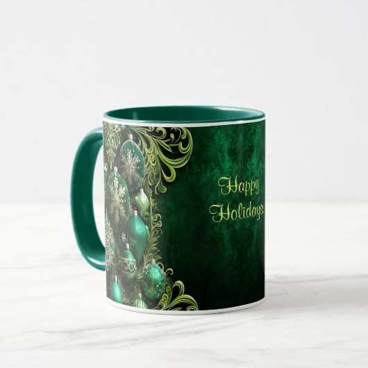 Grüne dekorative Ornamente Tasse (Vorderseite Links)