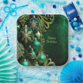 Grüne dekorative Ornamente Weihnachtsscheibe Pappteller (Party)